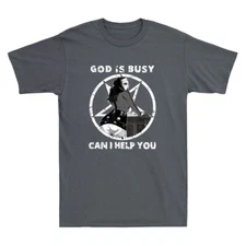 God Is Busy Can I Help You Pentagram Sexy Naughty Nun Meme Retro Unisex T-Shirt