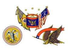 Vintage Image Patriotic Early American Eagle Drum Waterslide Decal MIS523