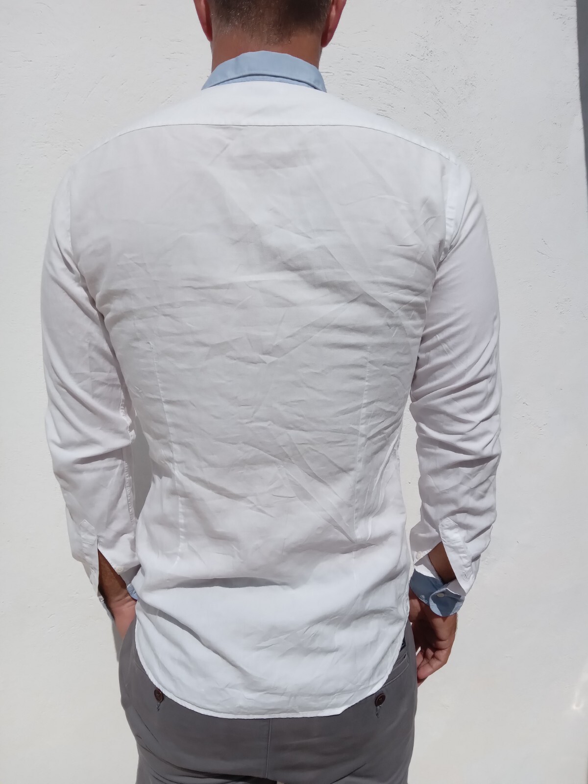AGLINI Men's WHITE/BLUE COTTON Shirt Size 39 UK Vintage RRP £239 image 9