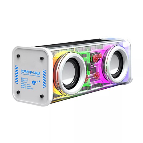 Transparent Mecha Wireless Bluetooth Speaker Portable Mini RGB Light Stereo Bass - Picture 21 of 26