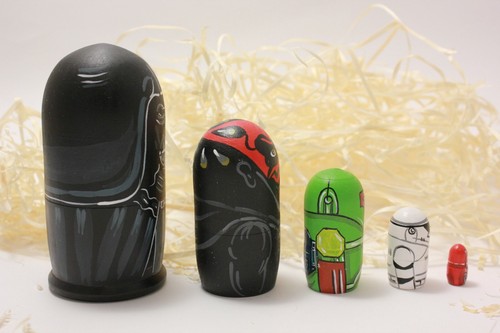 Muñeca de anidación de héroes de la película 4" 5 piezas muñeca apiladora de madera pintada a mano - Imagen 7 de 12
