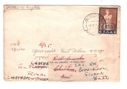 GREECE Cover GB MILITARY Rare *SAS* OFFICER MAIL 1946 Forwarded Gosport KA132 - Picture 2 of 12
