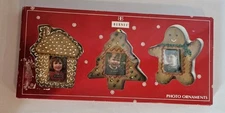 Burnes Gingerbread Man Christmas Photo Ornaments Set of 3 – NEW