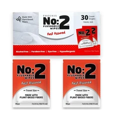 Flushable Wipes 30 Pack Individually Wrapped Travel Unscented Aloe Wipes