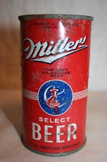 Miller SELECT BEER 12 oz. 1940's OI IRTP DNCMT5% flat top Milwaukee Wisconsin