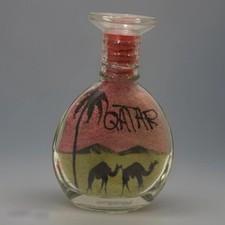 Qatar Sand Art Bottle Souvenir Desert Camels Palm Tree Scene Handcrafted