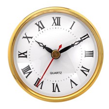 3.1" 80mm Quartz Roman Clock Insert, Fit 75mm/3", Gold/White, Style 19