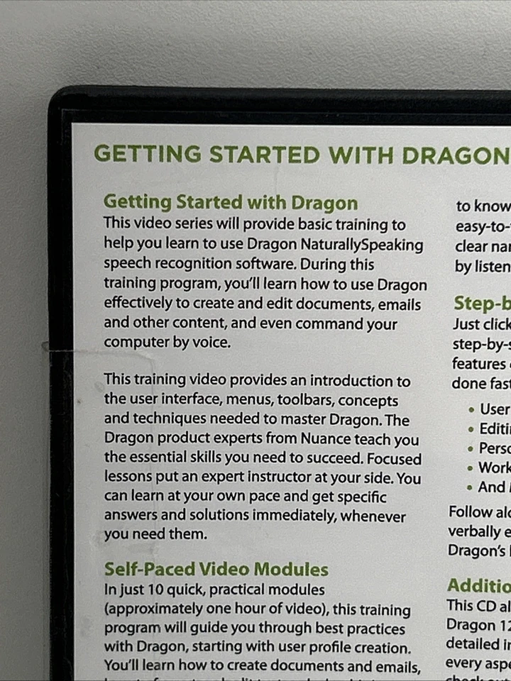 NEW Nuance Dragon Naturally Speaking Version 12 Training Video for Dragon Speech - Image 3 of 4