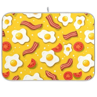 Dish Drying Mats Fried Eggs Bacon Drainer Rack Mat for Counter 18 x 24 Inch M...