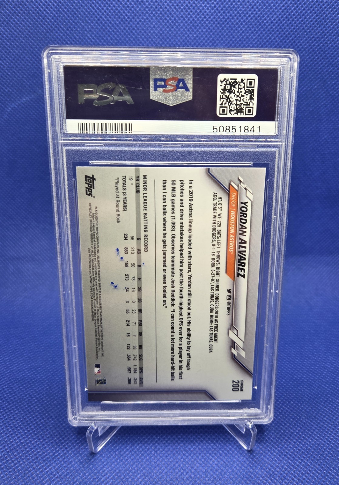 Yordan ALVAREZ 2020 Topps Chrome Rookie Prism Refractor PSA 10 view 2
