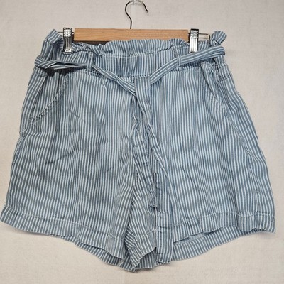 Thread & Supply Blue and White Stripe Paper bag Shorts tie waist size L
