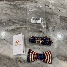 Dogwong Weathered American Flag Dog Collar With Bowtie Large Dog Brand New