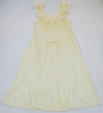 Vtg 60s 70s Gaymode JcPenny Lingerie Dress Nightgown Yellow Ruffle Babydoll Sz L