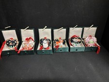Six Individually Boxed  Enamelled Christmas Decorations Possibly Kelvin Chen.
