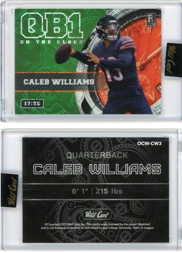Caleb Williams 2023 Wild Card QB1 On the Clock SP Rookie RC /25 Chicago Bears - Picture 3 of 3