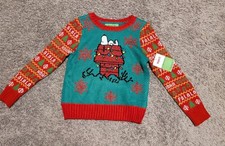 NWT Peanuts Snoopy Christmas Ugly Sweater Girls Size 4/5