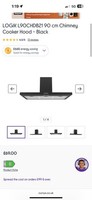 Logik Chimney Cooker Hood L90CHDB21 90cm Black