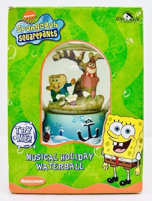 2003 SpongeBob Squarepants Musical Holiday WaterBall Snow Globe Kurt S Adler