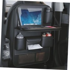 Pack Leather Car Backseat Organizer with Foldable Table Tray, Universal 2 Black