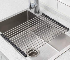 Black Stainless Steel Over-Sink Dish Drying Rack Roll-Up, Multipurpose Kitchen D
