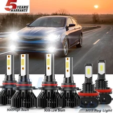 LED Headlight High Low+Fog Light Bulbs 9005+9006+H11 For Chrysler 200 2016-2017