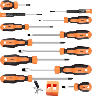 13-Pieces Magnetic Screwdrivers Set, 6 Phillips and 6 Flat Head Tips,Chrome Vana