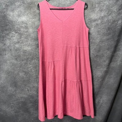 Cut Loose Pink Tiered Sleeveless Midi Dress Sz XL Cotton Linen Blend Minimalist