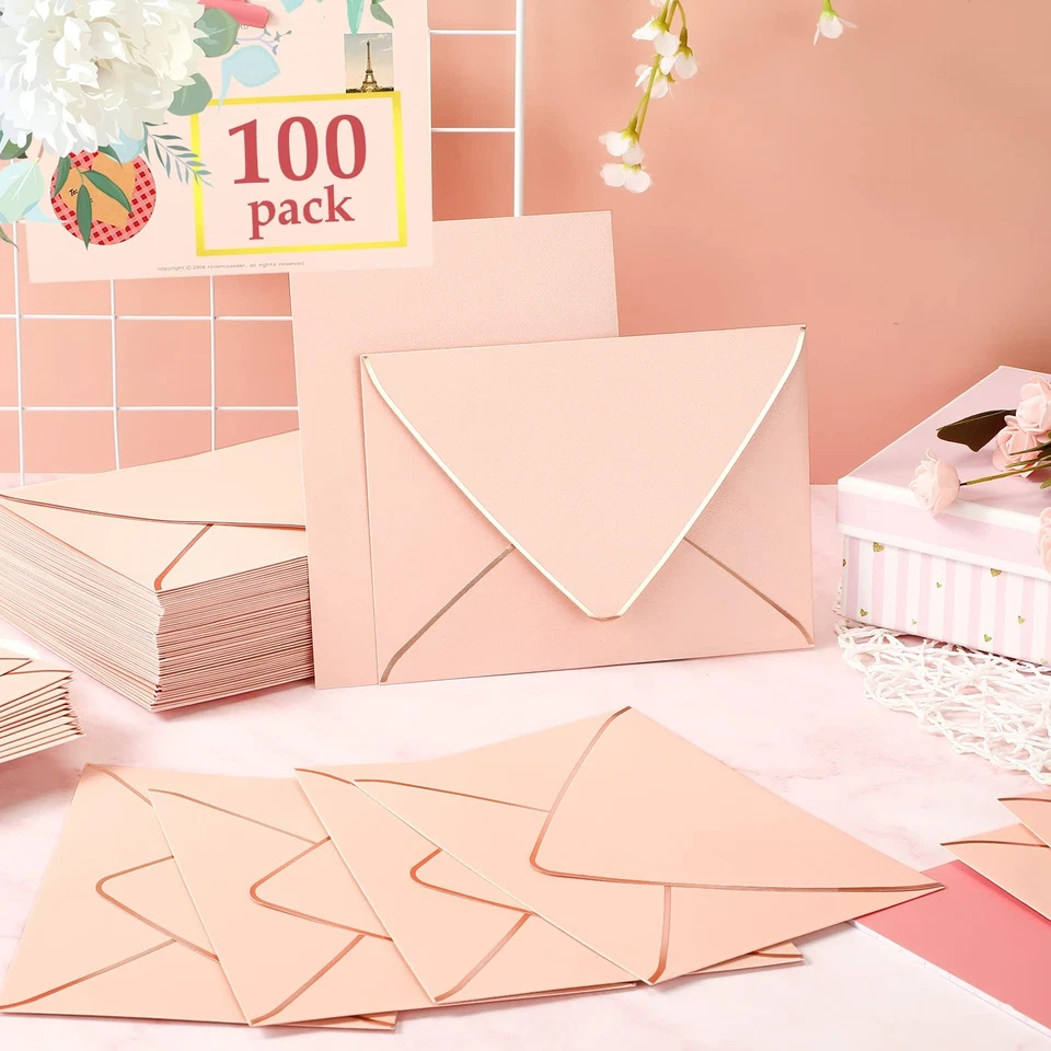 Sobres de invitación 100 piezas A7 para tarjetas de 5" x 7" solapa en V borde de lámina de lujo S... Foto 4 de 4