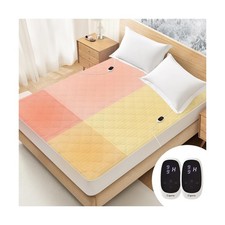 Heated Mattress Pad Quilted Multizone Electric Mattress pad Individual Body a...