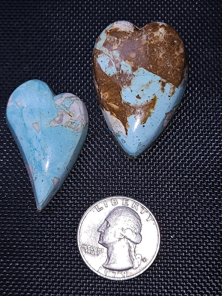 (2) Corazones Turquesa Royston Grandes Hermosos - Respaldos - 113,80 quilates en total Foto 2 de 4