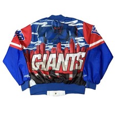 Vintage New York Giants Chalk Line Fanimation Satin Jacket Size Large 90s NFL