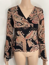 VTG 90s Y2k Paisley Babydoll Flare Hippie Boho Fairy Witch Forest Whimsigoth Top