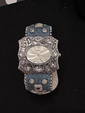 Geneva Watch Denim And Rhinestone Statement Piece
