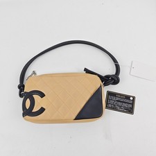 Chanel Cambon Shoulder Bag Beige Quilted Leather Silver Hardware Vintage Auth