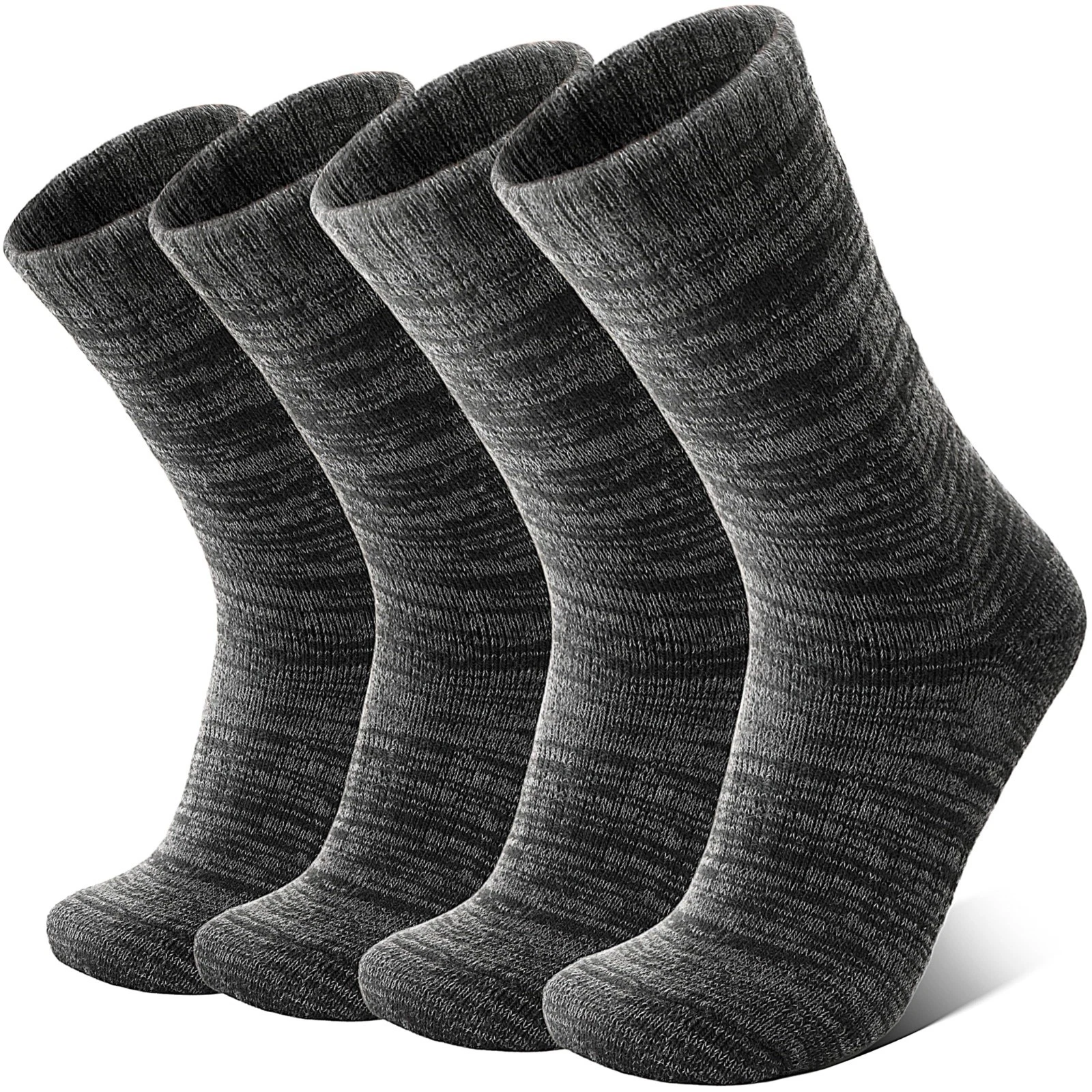 Warm Merino Wool Hiking Socks - Extra Thick Thermal Crew, Cozy Cushioning, 4 Pai