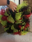 Halloween Artificial Mesh & Fabric Door Wreath “You’re a Mean One” Green Red — photo 3