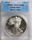 1993-P ANACS PR70 Key-Date PROOF AMERICAN SILVER EAGLE COIN -Philadelphia Mint~