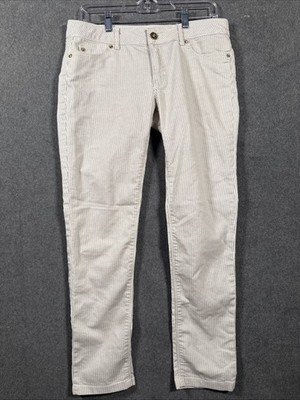 Zara Z1975 Basic Denim Women's Pants Size 10 Stripes Cream Skinny