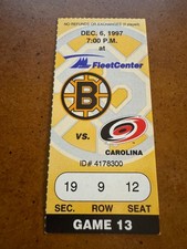 1997 Boston Bruins Carolina Hurricanes Hockey Ticket Steve Heinze Hat Trick 12/6