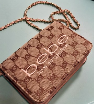 Bebe Serena Monogram Crossbody Bag   Pink/Chocolate