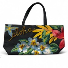 vintage beaded tropical floral aloha hawaii hibiscus print beach purse handbag