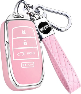 Toyota Key Fob Cover Case, Pink 4-Button for Corolla, Grand Highlander 2000-2023