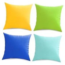 Outdoor Waterproof Throw Pillow 16" x 16" Pack of 4 Aquabuleyellowgreen
