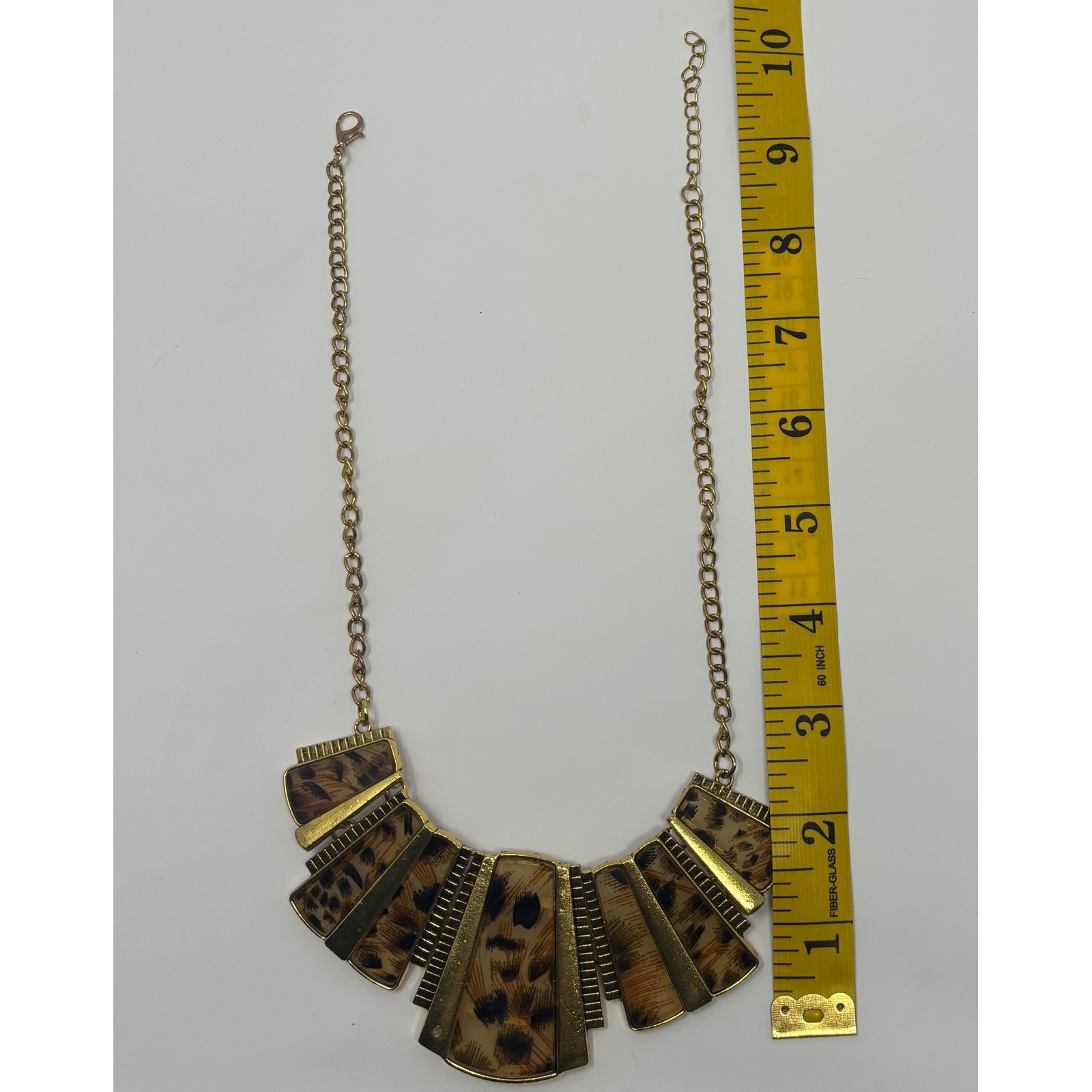 Chic Leopard Print Statement piece Necklace Gold … - image 4