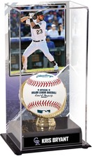 Vetrina guanti oro Kris Bryant Colorado Rockies con immagine