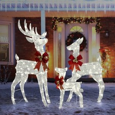 3PCS 4FT Christmas Lighted Reindeer Family Decor Deer In/Outdoor Lawn Decoration