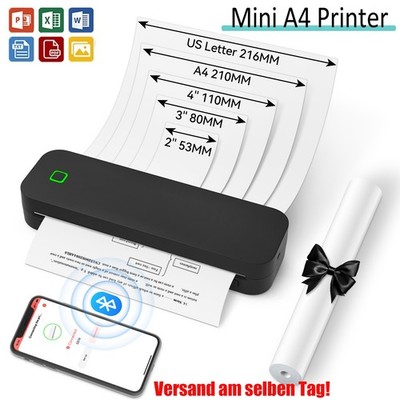 Tragbarer Drucker Thermodrucker A4 Drucker Bluetooth Mobiler Drucker für Reisen