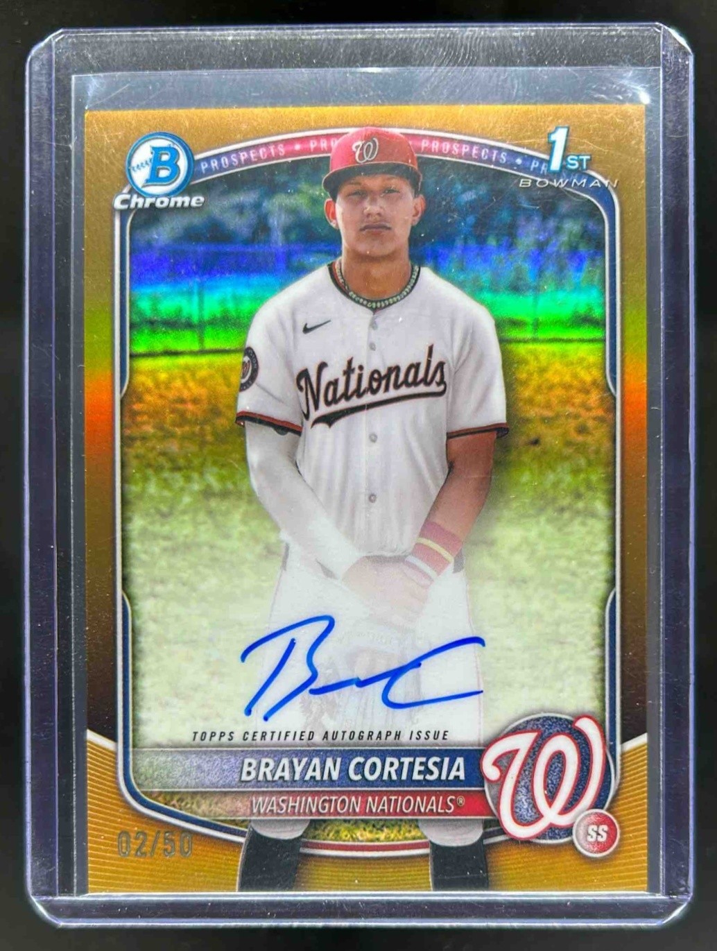 2025 Bowman Chrome Brayan Cortesia Auto Gold Refractor 1st Prospect #2/50