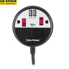 160W Power Inverter W/ 2 AC Outlets 2 USB Ports Vehicle Charger 4ft Cord
