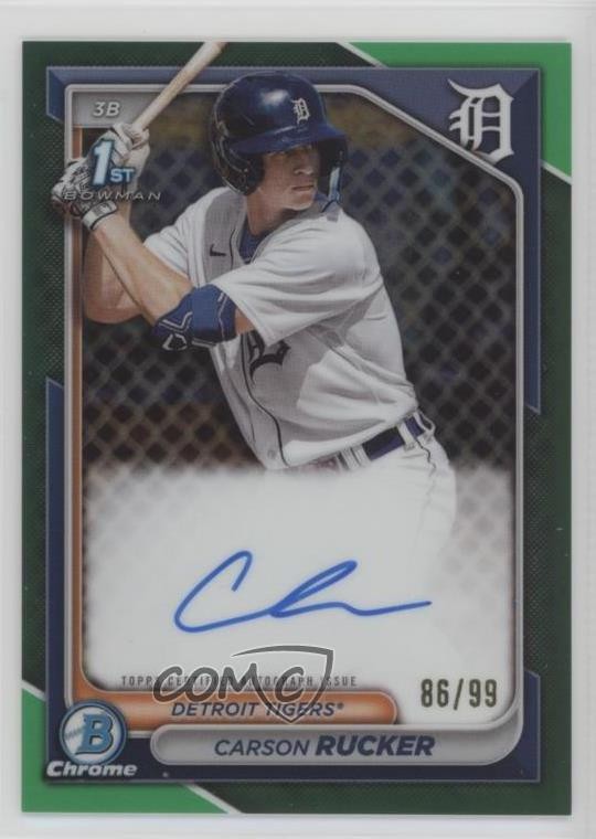 2024 Bowman Chrome Prospect Green Refractor 86/99 Carson Rucker #CPA-CR Auto 2x9